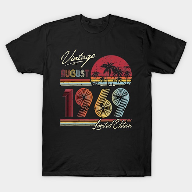 Retro Vintage August 1969 T Shirt Vintage birthday gift T-Shirt by Fowlerbg